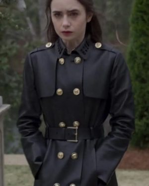 Lauren Monroe Inheritance Lily Collins Leather Coat