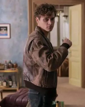 Young Rocco Supersex Tv Series Bomber Leather Brown Jacket