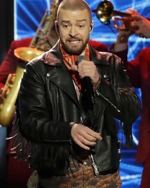 Justin Timberlake Super Bowl Fringe Leather Jacket