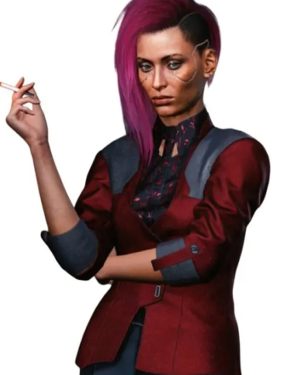 Female V Cyberpunk 2077 Maroon Blazer Coat