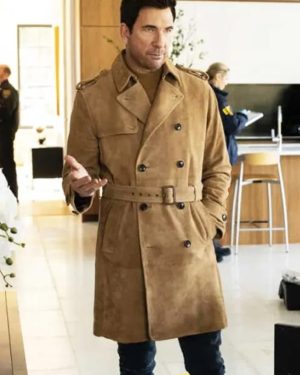 Dylan McDermott FBI Most Wanted Series Remy Scott Brown Suede Leather Trench Coat