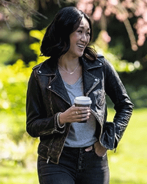 Anle Sight (2023) Danni Wang Distressed Leather Jacket