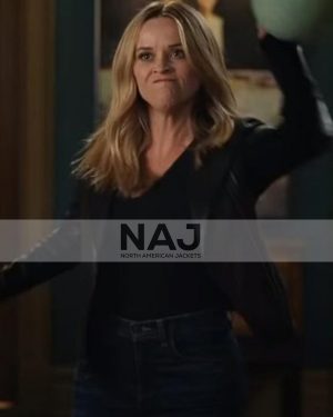 Reese Witherspoon The Morning Show S02 Black Leather Jacket