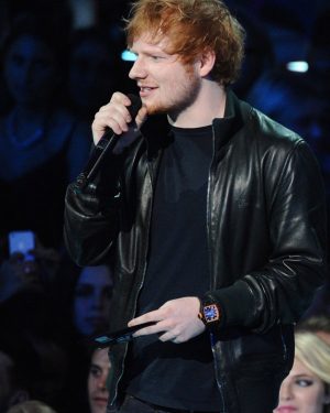 Ed Sheeran Black Bomber Leather Jacket