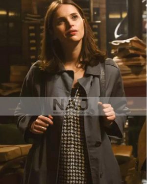 Felicity Jones The Last Letter from Your Lover Gray Cotton Coat