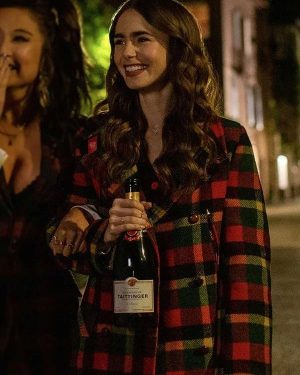 Lily Collins TV Series Emily in Paris Emily Cooper Checkered Coat