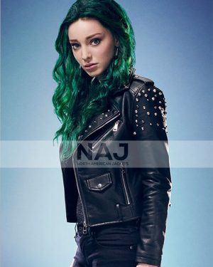 Lorna Dane The Gifted S02 Emma Dumont Studded Black Leather Jacket