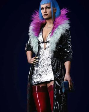 Evelyn Parker Cyberpunk 2077 Video Game Kari Wahlgren Black Leather Coat