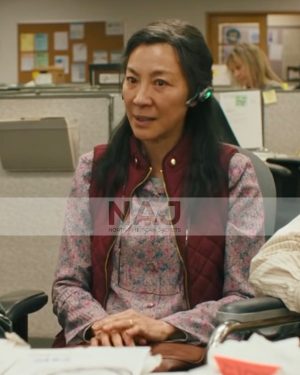 Everything Everywhere All at Once Michelle Yeoh Maroon Quilted Vest