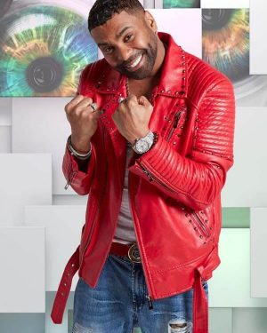 American Singer Ginuwine Studded Red Leather Jacket