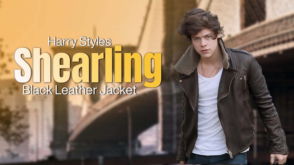 Harry Styles Shearling Black Leather Jacket