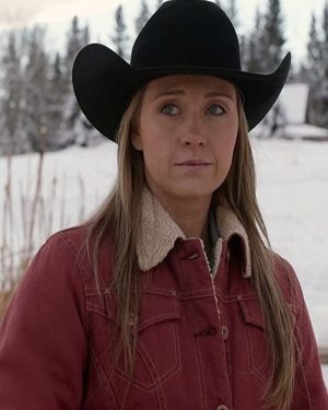 Heartland S14 Amy Fleming Red Shearling Jacket