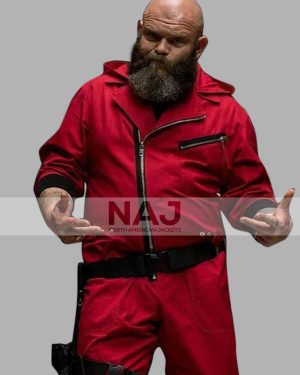 Darko Peric Money Heist Helsinki Hooded Red Cotton Jacket