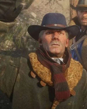 Hosea Matthews Red Dead Redemption II Curzon Dobell Leather Shearling Green Coat