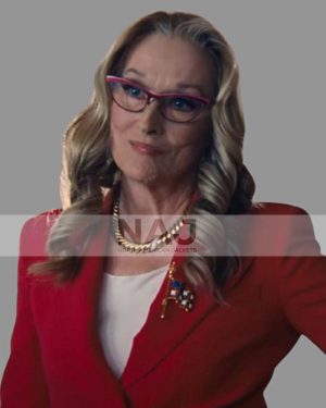 Meryl Streep Don’t Look up Movie 2021 Wool Red Blazer