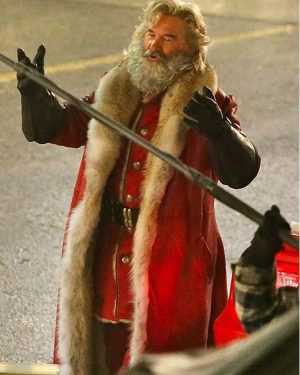 Santa Claus The Christmas Chronicles Kurt Russell Red Leather Trench Coat