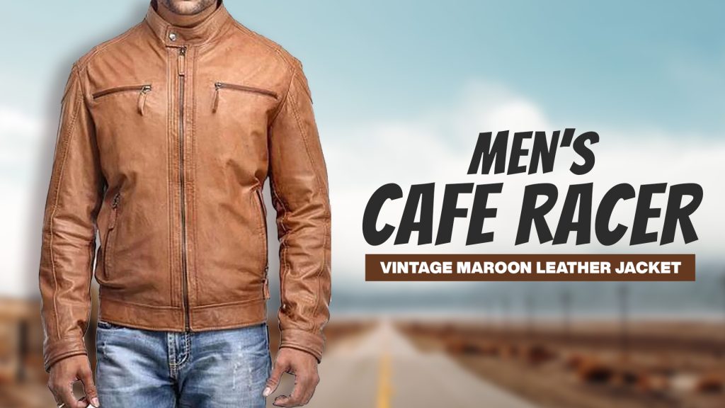 Men’s Cafe Racer 4 Zipper Pockets Brown Real Leather Jacket