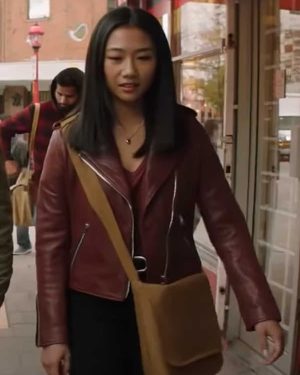 Olivia Liang Kung Fu Maroon Leather Jacket
