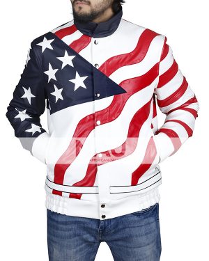 Vanilla Ice American Rapper American Flag Leather Jacket