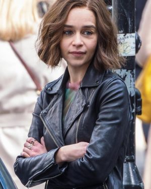 Emilia Clarke Secret Invasion Season 01 Black Biker Leather Jacket