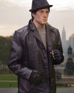 Rocky Balboa Sylvester Stallone Black Leather Jacket