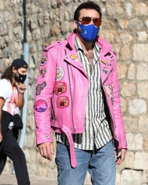 Nicolas Cage The Unbearable Weight of Massive Talent Pink Leather Jacket