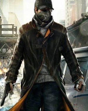 Aiden Pearce Video Game Watch Dogs Noam Jenkins Brown Leather Trench Coat