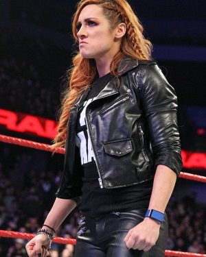 WWE Wrestler Becky Lynch Black Biker Leather Jacket
