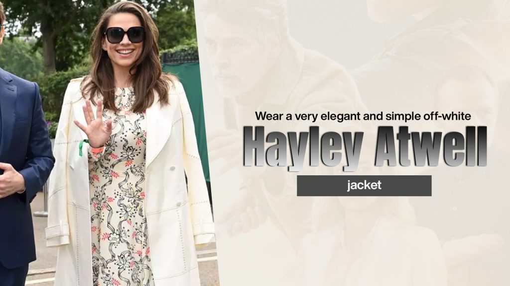 Wear a very elegant and simple off-white Hayley Atwell jacket
