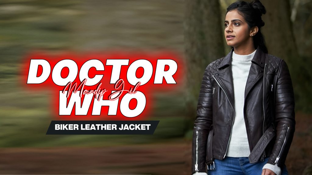 Yasmin Khan Doctor Who Mandip Gill Black Biker Leather Jacket