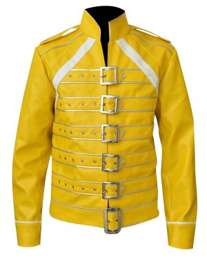 Freddie Mercury Yellow Belted Leather Jacket